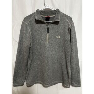 The North Face Mens Medium 1/4 Zip Fleece Pullover Gray Sweater Knit